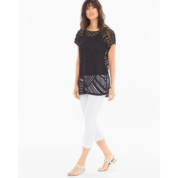 Soma Women's Small Sheer Black Keyhole Standout Burnout Tunic - Picture 1 of 5